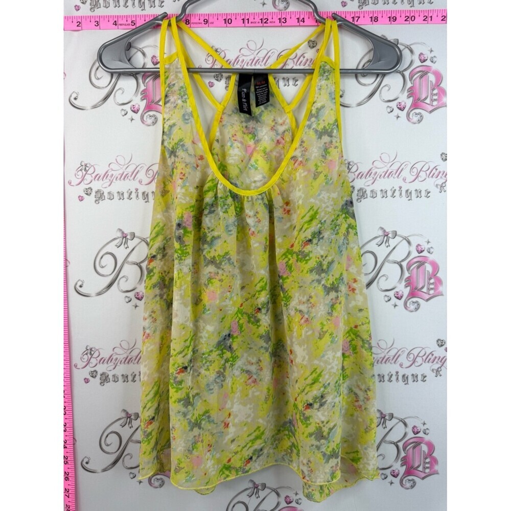 Fun and flirt tank top abstract Lightweight Yellow Floral Print Women's Tank Top